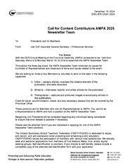 image of Call for Content Contributors AMPA 2025 Newsletter PDF